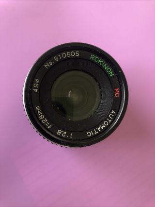 Vintage Rokinon 28mm F 2.  8 Lens Mc Auto