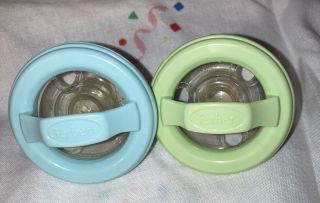 Vintage Gerber Gentle Flex Pacifiers - Silicone Blue And Green Flat Tip Nipples