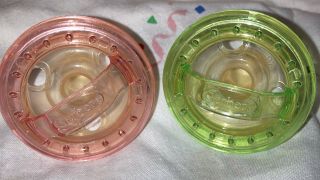 Vintage Gerber Gentle Flex Pacifiers - Silicone Pink And Green Flat Tip Nipples