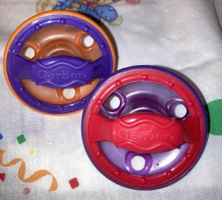 Vintage Gerber Gentle Flex Pacifiers - Silicone Orange/purple& Red/purple Newborn