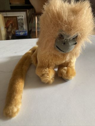 Vtg Golden Tamarin Monkey Plush Long Tail Small Of The Wild Marmoset Lion Head