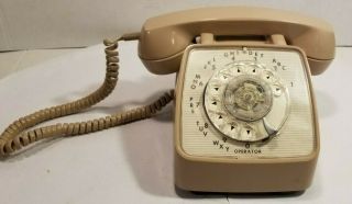 Vintage Gte Automatic Electric Rotary Telephone Beige Tan Phone Desk Top