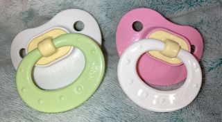 Vintage Gerber Nuk Silicone Pacifiers,  Pink/white - White/green - Nb Size