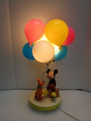 Vintage Disney Mickey Mouse Pluto Balloon Nightlight Lamp Light By Dolly