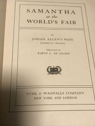 Samantha at the World’s Fair vintage hb Josiah Allen’s wife Marietta Holley 1893 3