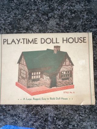 Vintage Play - Time Cardboard Doll House No.  6 Warren Paper Products Co.