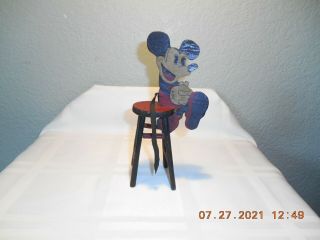 Vintage Handmade - Mickey Mouse Figurene Seated On Stool