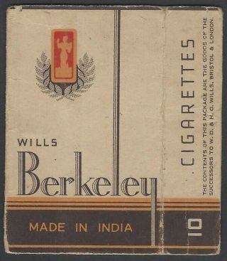 Vintage Wills Berkeley Cigarette Packet W.  D.  & H.  O.  Wills,  India
