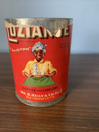 Vintage Luzianne 1 Pound Coffee & Chicory Can Tin