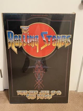 Rolling Stones 1st Print.  1975 Cow Palace Poster Kelley Mouse Tuten Bill Graham