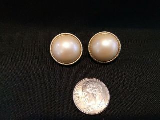 Vintage Nina Ricci Paris Lusterware Pearls Earrings Clip On
