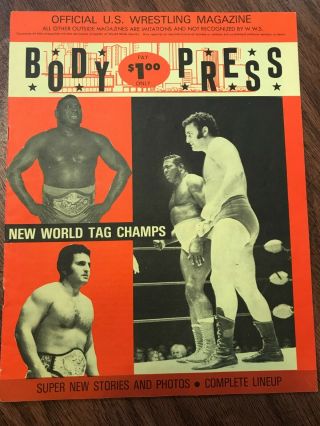 Vintage Detroit Body Press Wrestling Program Dec 1974 - The Sheik,  Bobo Brazil