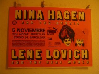 Nina Hagen Lene Lovich Poster Tour 1986 Barcelona 25x35´´