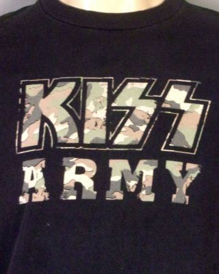 Vintage 90s 00s Y2k 2000s Rare Camo Logo Kiss Army T - Shirt Band Tour Concert M