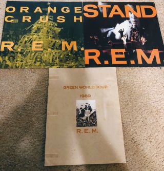 Rem Green World Tour 1989 Book Plus Stand & Orange Crush Import 12” Vinyl