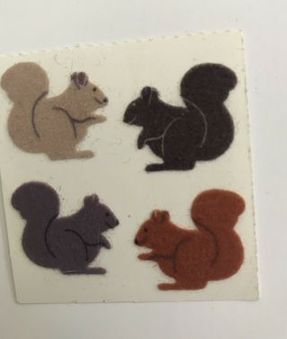 Vintage Sandylion Fuzzy Woodland Animals Stickers Mod Squirrel