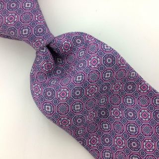 Kuppenheimer Tie Usa Purple Gray Squares Circle Narrow Silk Necktie I15 - 94 Vtg