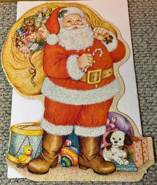Vintage Springbok Outlines Santa Shaped Jigsaw Puzzle Christmas Complete