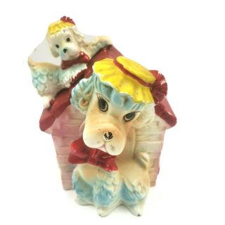 Pink Poodle Bank Dog House Mom & Puppy Ceramics Vintage No Stopper 5.  5 " Tall