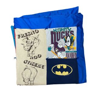 Vintage Tee Shirts Custom Quilt Blanket Mighty Ducks Cartoons 48”w X 84”l