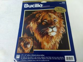 Bucilla Needlepoint Kit 4755 Lion King Of The Jungle 1998 Vtg Picture Or Pillow