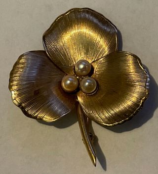 Vintage Winard Signed 12k Gold Filled Pearl Pin Brooch