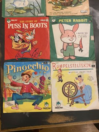 Vintage 1960s Set Of 8 Peter Pan Co Records - Puss N Boots /Ugly Duck /Pinocchio, 2