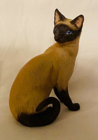 Vintage Handcrafted Porcelain Siamese Cat Kitten Bisque Decorative Figurine