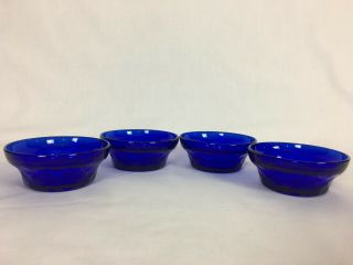Vintage Georgian Cobalt Blue Viking Dessert/fruit Bowls Set Of 4,  2 " X 4 1/2 "