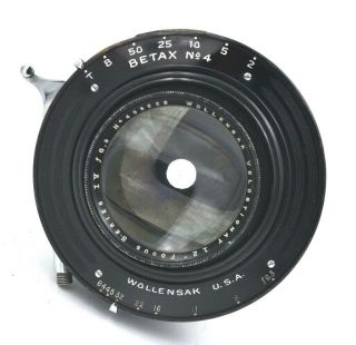 Wollensak Velostigmat 12inch Series Iv F6.  3 Betax No.  4 Shutter View Camera Lens