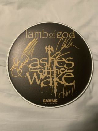 Lamb Of God Signed Ashes Of The Wake Evans Drumhead