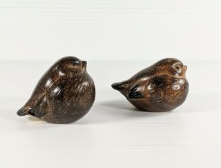 Vintage Homco Japan Ceramic Baby Birds Set Of 2 Brown Miniature Collectible 2 "