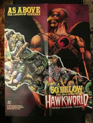 Vintage Hawkworld Comic Promo Poster 22 " X 17 " 1989,  Hawkman,  Tim Truman