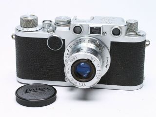 Leica Iif Red Dial 35mm Rangefinder Film Camera Ltm,  Elmar 5cm F/3.  5 Lens - Ex,