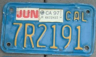 California 1997 Vintage Blue Motorcycle Cycle License Plate 7r2191 ^
