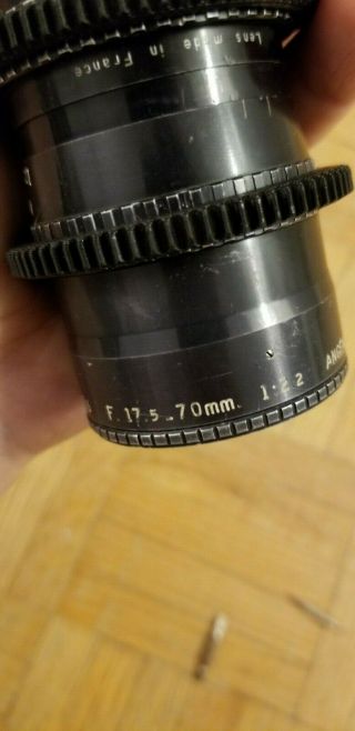 Angenieux 17.  5 - 70mm f2.  2 zoom lens,  M4/3 adapter,  filters 3