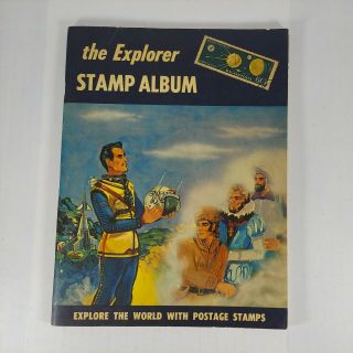 Vintage 1960 The Explorer Stamp Album By H E Harris 41 Stamps
