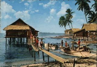 Philippines Jolo Moro Native Village Postcard Vintage Post Card