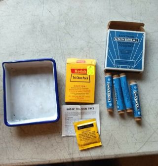 Vintage Eastman Kodak Camera/dark Room/developing Items Pan & Chemicals