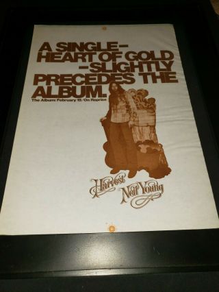 Neil Young Heart Of Gold Rare Promo Poster Ad Framed