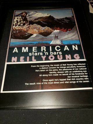 Neil Young American Stars N Bars Rare Promo Poster Ad Framed 2
