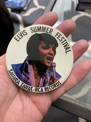 Rare Elvis Presley Summer Festival Sahara Tahoe Rca Records Pin / Button Concert