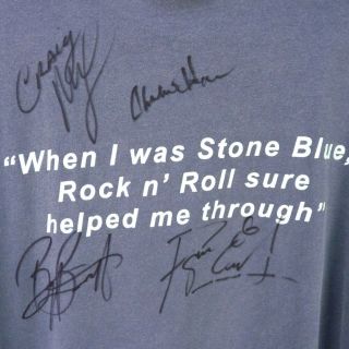 Vintage Foghat Stone Blue T - Shirt M Signed Band Members Signatures Tour Concert