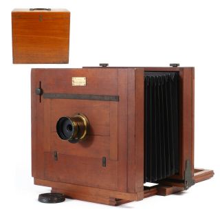 :rochester Optical Model 8x10 Wooden View Camera W/ No.  4 Lens & Box