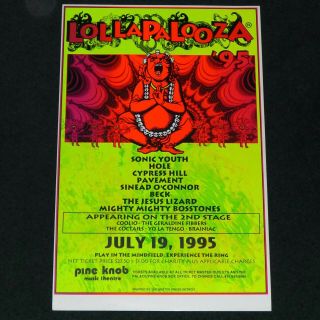 Lollapalooza 1995 Concert Poster Sonic Youth Hole Pavement Beck