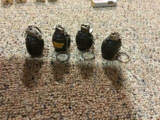 4 Vintage Collectible Mini Hand Grenade Lighters Made In Korea