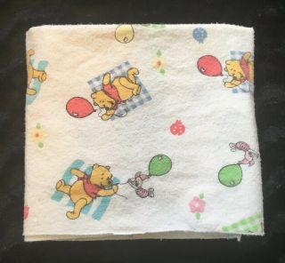 Vintage Winnie The Pooh Flannel Baby Receiving Blanket Plaid Balloons Beacon