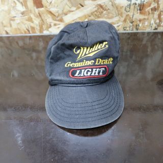 Vtg Miller Draft Beer Trucker Hat Black Usa Made