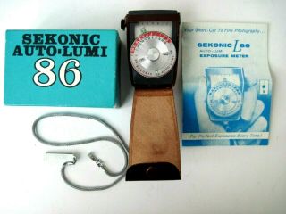 Sekonic Auto - Lumi Model 86 Vintage Light Meter W/ Case / Strap / Box