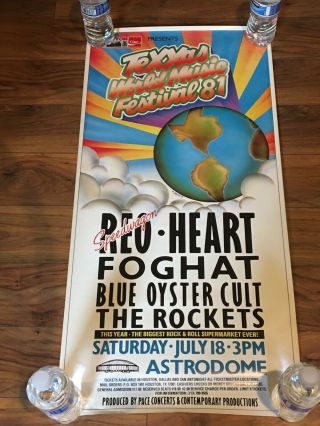 16 X 34 Real 1981 Texxas World Music Festival Poster Blue Oyster Cult Foghat
